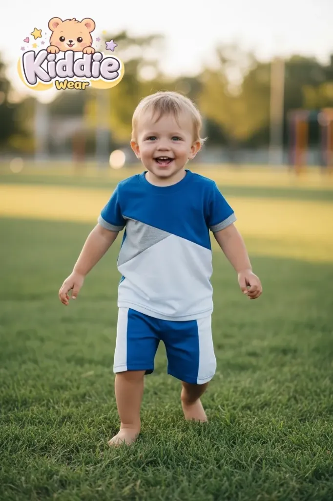 طقم 2 قطعه بولو نصف كم مثلث (Blue, 0 – 6M)